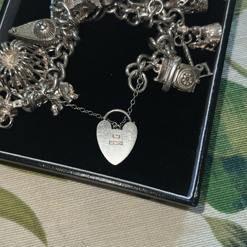 Solid Sterling Silver Chain Link Charm Bracelet - image 4